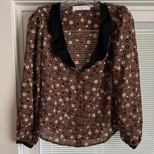 ASTR the Label Lula Black and Brown Floral Blouse Size XS